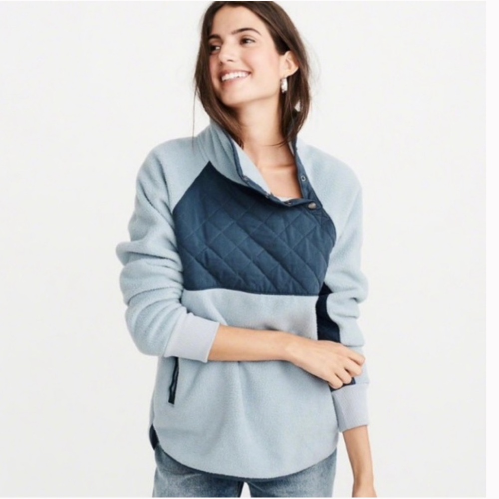 Abercrombie Blue Quilted Fleece Sweatshirt